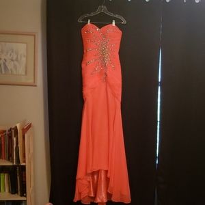 Neon orange prom/evening dress